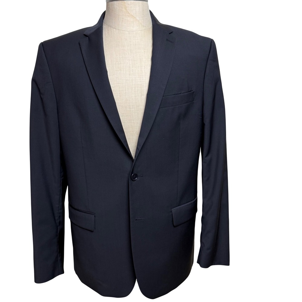 John Varvatos USA Mens 44R Navy Blue 100% Wool 2-Button Blazer Sport Coat Jacket